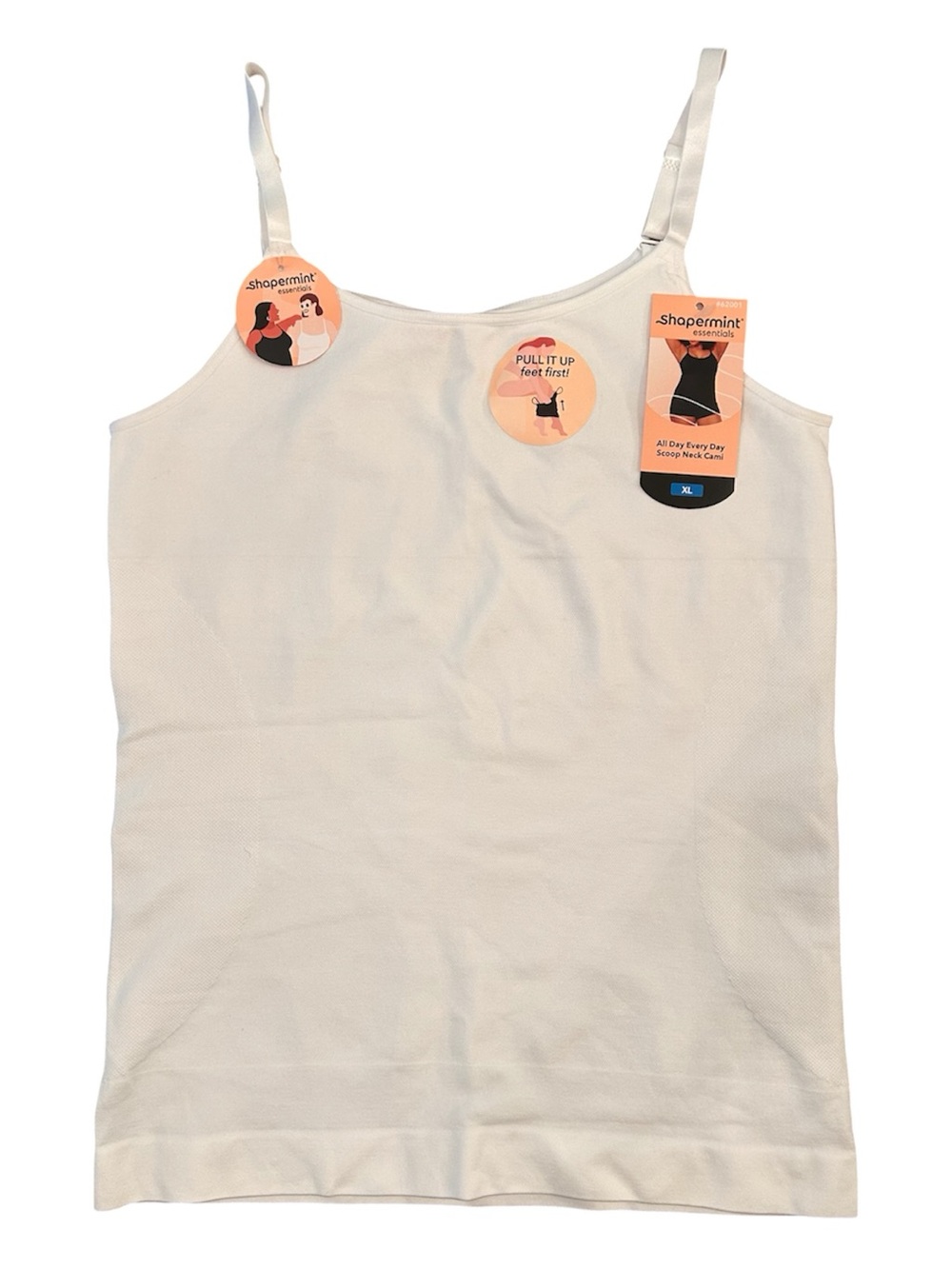 Shapermint Shapewear All Day Every Day Scoop Neck Cami White Cami Tank Size XL